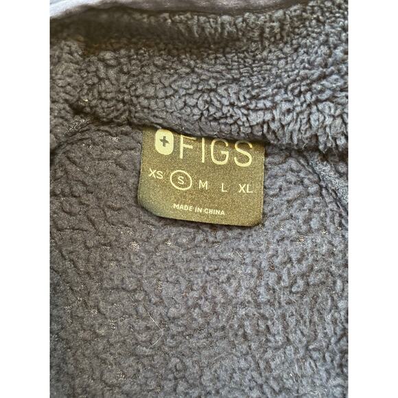 FIGS BAFIA Varsity Sherpa Fleece Jacket; Size Small; Full Zip; Navy Blue Scrubs - Picture 6 of 13